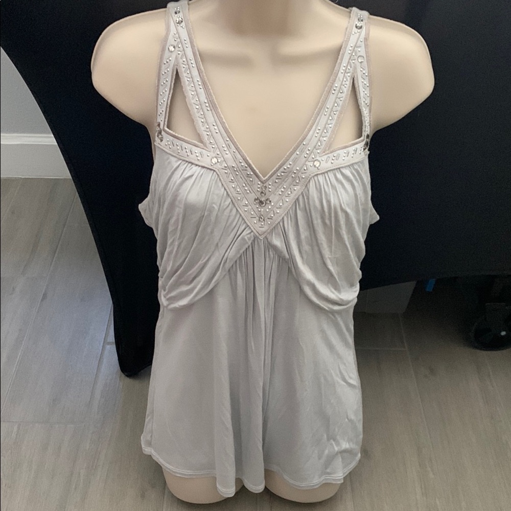 White House Black Market White Embellished Tank Top